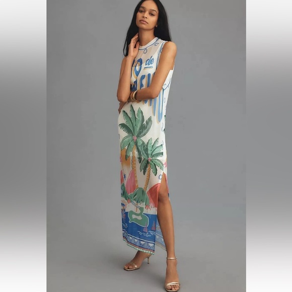 FARM Rio Dresses & Skirts - Farm Rio Rio De Janeiro Graphic Mesh Midi Dress Multicolor NWT Size XS